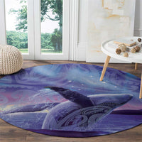 New Zealand Matariki Humpback Whale Round Carpet Paikea Maori New Year Purple Galaxy