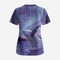 New Zealand Matariki Humpback Whale Scrub Top Paikea Maori New Year Purple Galaxy