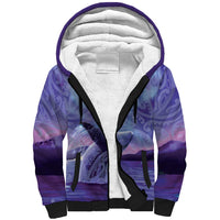 New Zealand Matariki Humpback Whale Sherpa Hoodie Paikea Maori New Year Purple Galaxy LT14 Unisex Purple - Polynesian Pride