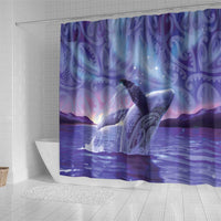 New Zealand Matariki Humpback Whale Shower Curtain Paikea Maori New Year Purple Galaxy