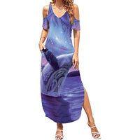 New Zealand Matariki Humpback Whale Summer Maxi Dress Paikea Maori New Year Purple Galaxy