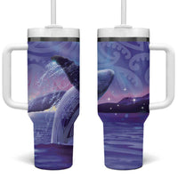 New Zealand Matariki Humpback Whale Tumbler With Handle Paikea Maori New Year Purple Galaxy