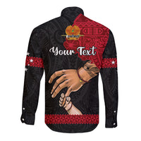 Personalised Father Day Papua New Guinea Long Sleeve Button Shirt PNG I Love You Dad Black Version LT14 - Polynesian Pride