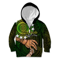 Personalised Father Day Cook Islands Kid Hoodie I Love You Dad Kuki Airani Turtle Pattern LT14 Zip Hoodie Green - Polynesian Pride