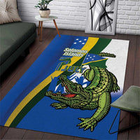 Solomon Islands Independence Day Area Rug Happy 7 July Crocodile Flag Style