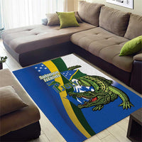 Solomon Islands Independence Day Area Rug Happy 7 July Crocodile Flag Style