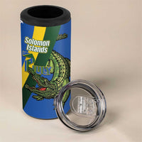 Solomon Islands Independence Day 4 in 1 Can Cooler Tumbler Happy 7 July Crocodile Flag Style