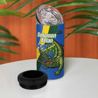 Solomon Islands Independence Day 4 in 1 Can Cooler Tumbler Happy 7 July Crocodile Flag Style
