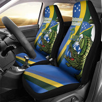Solomon Islands Independence Day Car Seat Cover Happy 7 July Crocodile Flag Style