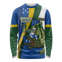 Solomon Islands Independence Day Long Sleeve Shirt Happy 7 July Crocodile Flag Style
