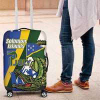 Solomon Islands Independence Day Luggage Cover Happy 7 July Crocodile Flag Style