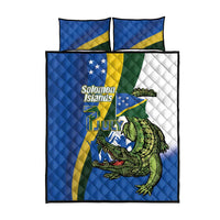 Solomon Islands Independence Day Quilt Bed Set Happy 7 July Crocodile Flag Style