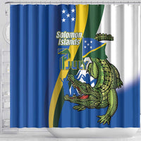 Solomon Islands Independence Day Shower Curtain Happy 7 July Crocodile Flag Style