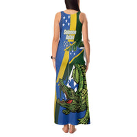 Solomon Islands Independence Day Tank Maxi Dress Happy 7 July Crocodile Flag Style