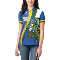 Solomon Islands Independence Day Women Polo Shirt Happy 7 July Crocodile Flag Style