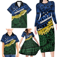 Halo Olaketa Solomon Islands Tapa Pattern Family Matching Long Sleeve Bodycon Dress and Hawaiian Shirt