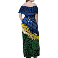Halo Olaketa Solomon Islands Tapa Pattern Family Matching Off Shoulder Maxi Dress and Hawaiian Shirt