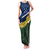 Halo Olaketa Solomon Islands Tapa Pattern Family Matching Tank Maxi Dress and Hawaiian Shirt