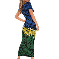 Halo Olaketa Solomon Islands Tapa Pattern Short Sleeve Bodycon Dress