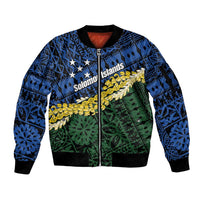 Halo Olaketa Solomon Islands Tapa Pattern Sleeve Zip Bomber Jacket