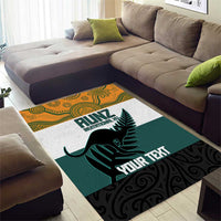 AUNZ Rugby Custom Area Rug Australia Kangaroo New Zealand Silver Fern LT14 - Polynesian Pride