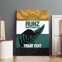 AUNZ Rugby Custom Canvas Wall Art Australia Kangaroo New Zealand Silver Fern - Polynesian Pride
