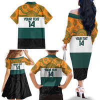 AUNZ Rugby Custom Family Matching Off The Shoulder Long Sleeve Dress and Hawaiian Shirt Australia Kangaroo New Zealand Silver Fern - Polynesian Pride