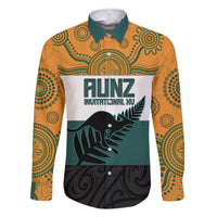 AUNZ Rugby Custom Family Matching Short Sleeve Bodycon Dress and Hawaiian Shirt Australia Kangaroo New Zealand Silver Fern - Polynesian Pride