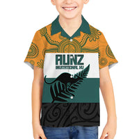 AUNZ Rugby Custom Family Matching Summer Maxi Dress and Hawaiian Shirt Australia Kangaroo New Zealand Silver Fern - Polynesian Pride