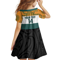 AUNZ Rugby Custom Kid Short Sleeve Dress Australia Kangaroo New Zealand Silver Fern - Polynesian Pride