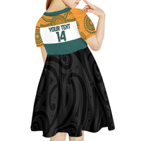 AUNZ Rugby Custom Kid Short Sleeve Dress Australia Kangaroo New Zealand Silver Fern - Polynesian Pride