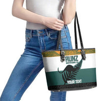 AUNZ Rugby Custom Leather Tote Bag Australia Kangaroo New Zealand Silver Fern - Polynesian Pride