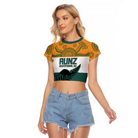 AUNZ Rugby Custom Raglan Cropped T Shirt Australia Kangaroo New Zealand Silver Fern - Polynesian Pride