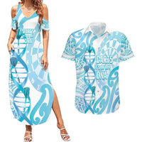 Personalised New Zealand Darts Couples Matching Summer Maxi Dress and Hawaiian Shirt Aotearoa Maori Its In My DNA White - Polynesian Pride