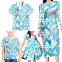 Personalised New Zealand Darts Family Matching Long Sleeve Bodycon Dress and Hawaiian Shirt Aotearoa Maori Its In My DNA White - Polynesian Pride