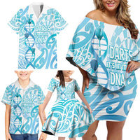 Personalised New Zealand Darts Family Matching Off Shoulder Short Dress and Hawaiian Shirt Aotearoa Maori Its In My DNA White - Polynesian Pride