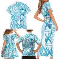 Personalised New Zealand Darts Family Matching Short Sleeve Bodycon Dress and Hawaiian Shirt Aotearoa Maori Its In My DNA White - Polynesian Pride