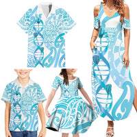 Personalised New Zealand Darts Family Matching Summer Maxi Dress and Hawaiian Shirt Aotearoa Maori Its In My DNA White - Polynesian Pride