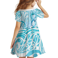 Personalised New Zealand Darts Kid Short Sleeve Dress Aotearoa Maori Its In My DNA White - Polynesian Pride