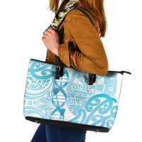 New Zealand Darts Leather Tote Bag Aotearoa Maori Its In My DNA White - Polynesian Pride