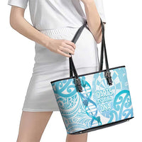 New Zealand Darts Leather Tote Bag Aotearoa Maori Its In My DNA White - Polynesian Pride