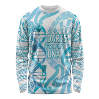 Personalised New Zealand Darts Long Sleeve Shirt Aotearoa Maori Its In My DNA White - Polynesian Pride