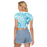 Personalised New Zealand Darts Raglan Cropped T Shirt Aotearoa Maori Its In My DNA White - Polynesian Pride