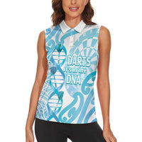 Personalised New Zealand Darts Women Sleeveless Polo Shirt Aotearoa Maori Its In My DNA White - Polynesian Pride