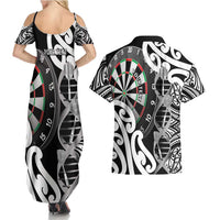Personalised New Zealand Darts Couples Matching Summer Maxi Dress and Hawaiian Shirt Aotearoa Maori Its In My DNA Black - Polynesian Pride
