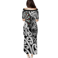 Personalised New Zealand Darts Family Matching Puletasi and Hawaiian Shirt Aotearoa Maori Its In My DNA Black - Polynesian Pride