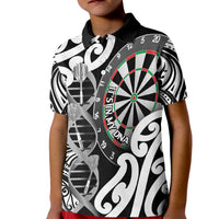 Personalised New Zealand Darts Kid Polo Shirt Aotearoa Maori Its In My DNA Black LT14 Kid Black - Polynesian Pride