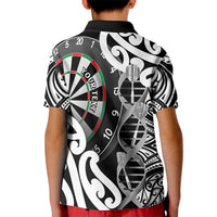 Personalised New Zealand Darts Kid Polo Shirt Aotearoa Maori Its In My DNA Black LT14 - Polynesian Pride