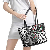 New Zealand Darts Leather Tote Bag Aotearoa Maori Its In My DNA Black - Polynesian Pride