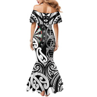 Personalised New Zealand Darts Mermaid Dress Aotearoa Maori Its In My DNA Black - Polynesian Pride